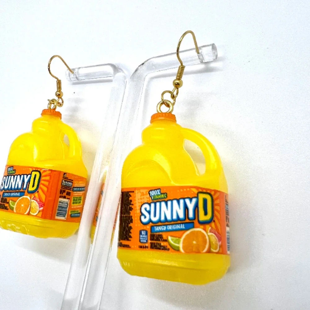 Sunny D Earrings - Y2K Nostalgia Earrings - Juice Bottle Mini Brands Earrings